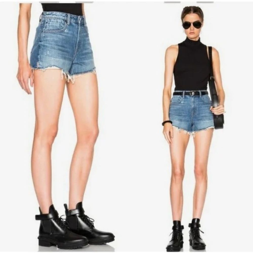Alexander Wang Bite‎ High Rise Indigo Denim Cutoff Shorts Sz 28